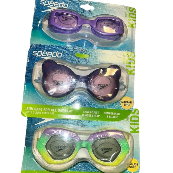 New girls speedo lot of 3 swim beach goggles kids purple mermaid bear - Picture 1 of 1